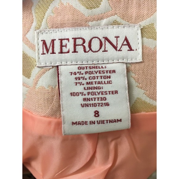 Merona Women Skirt Pencil Straight Sz 8 Peach Gold Metallic Brocade Evening SK5 - Picture 7 of 8